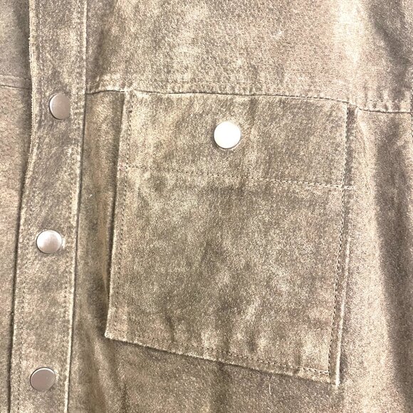 Munsingwear Leather Jacket Mens Suede Brown Button Up Sport Coat Genuine Size L - Picture 4 of 12